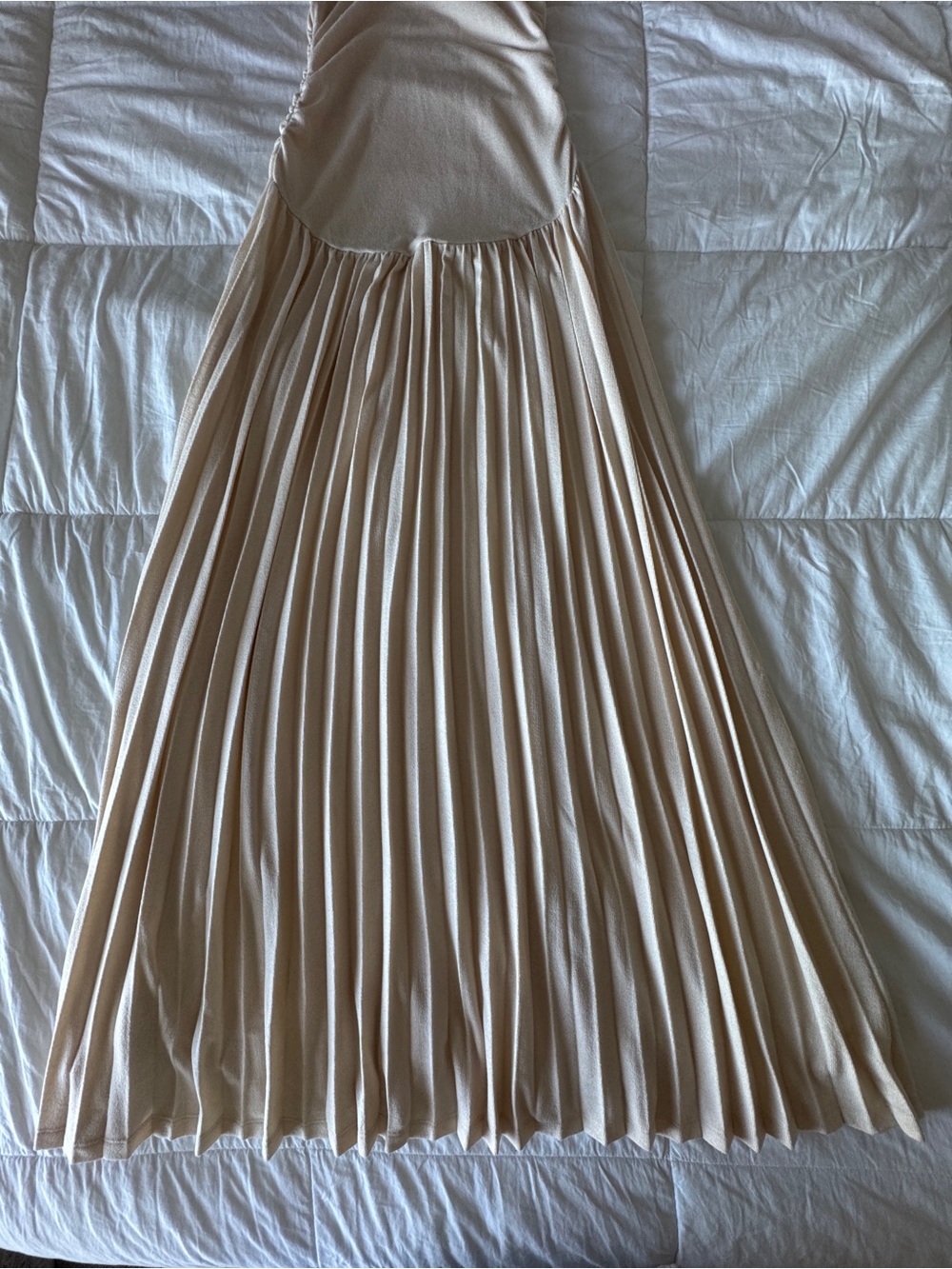 Lioness Field of Dreams Off Shoulder Ruched Maxi Dress Oatmeal Small - Picture 7 of 15